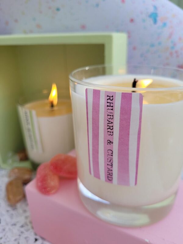 Rhubarb and custard candle