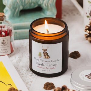 Merry Christmas from the Border Terrier candle